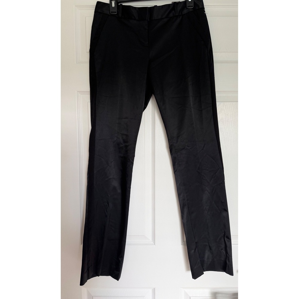 The Limited Drew Fit Bootcut Pants Black Sateen Tuxedo Stripe Dress Trousers 6